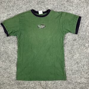 Rainforest Cafe Kids XL Ringer T-Shirt Green Navy Trim 100% Cotton Souvenir